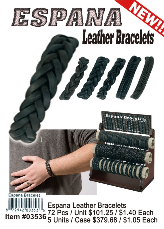 Espana Leather Bracelets - 72 Pieces Unit - Click Image to Close