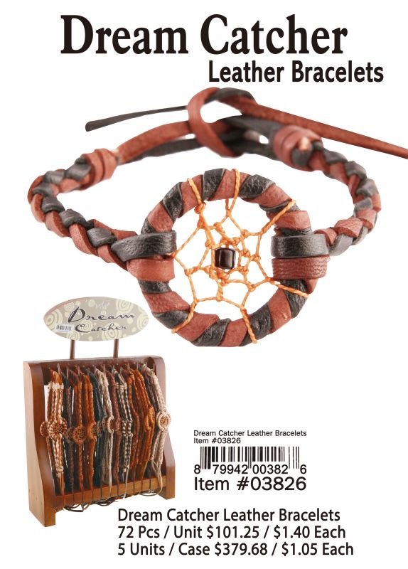 Dream Catcher Leather Bracelets - 72 Pieces Unit - Click Image to Close