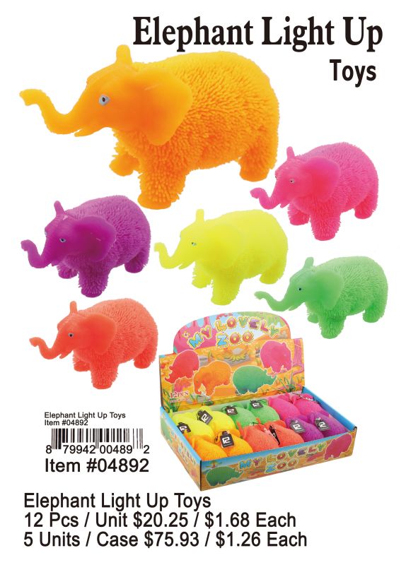 Elephant Light Up Toys - 12 Pieces Unit - Click Image to Close