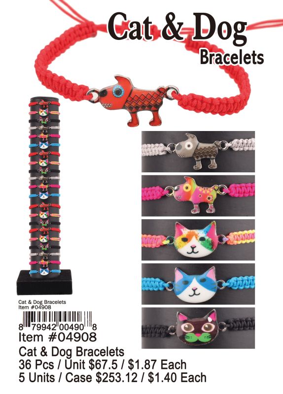 Cat&Dog Bracelets - 36 Pieces Unit