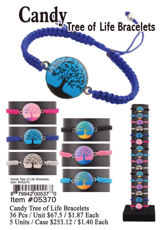 Candy Tree Of Life Bracelets - 36 Pieces Unit - Click Image to Close