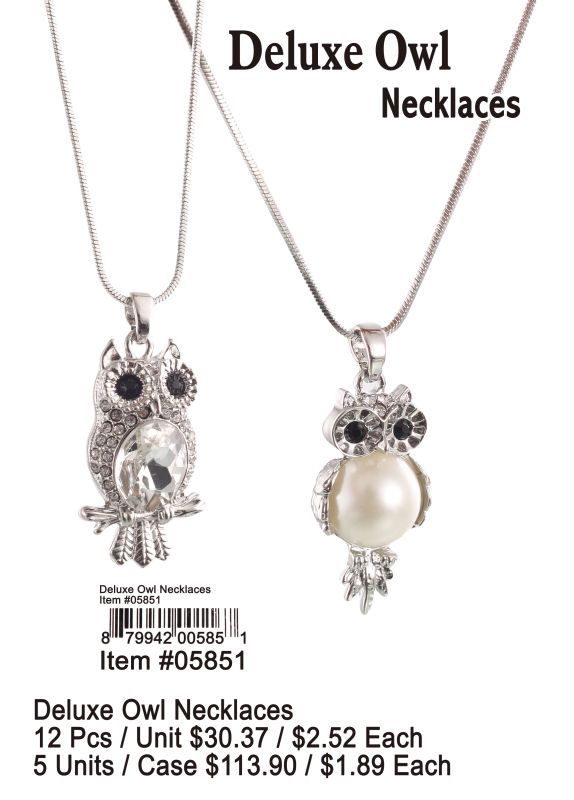 Deluxe Owl Necklaces - 12 Pieces Unit