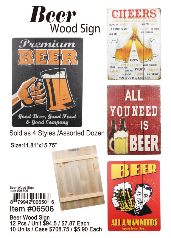 Beer Wood Sign - 12 Pieces Unit