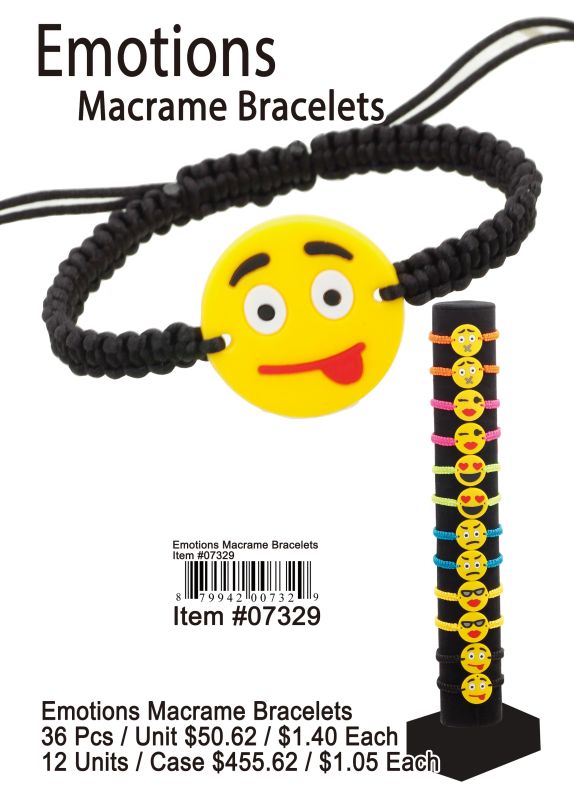 Emotions Macrame Bracelets - 36 Pieces Unit