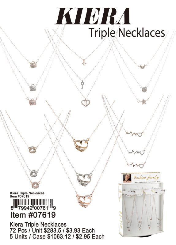 Kiera Triple Necklaces - 72 Pieces Unit