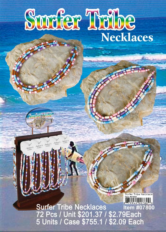 Surfer Tribe Necklaces - 72 Pieces Unit - Click Image to Close