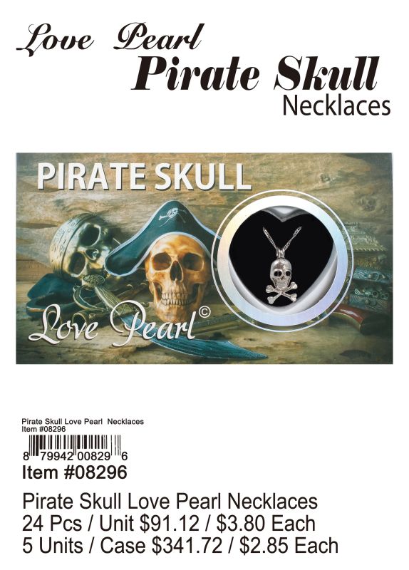 Pirate Skull Love Pearl Necklace - 24 Pieces Unit