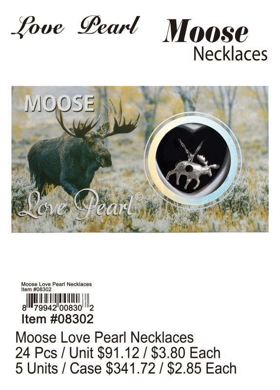 Love Pearl Moose Necklace - 24 Pieces Unit - Click Image to Close
