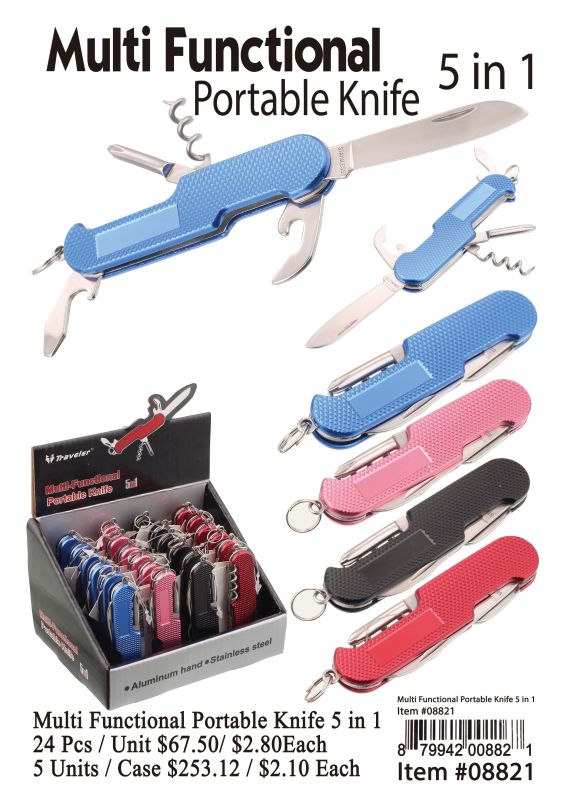 Multi Functional Portable Knife 5 In 1 - 24 Pieces Unit - Click Image to Close