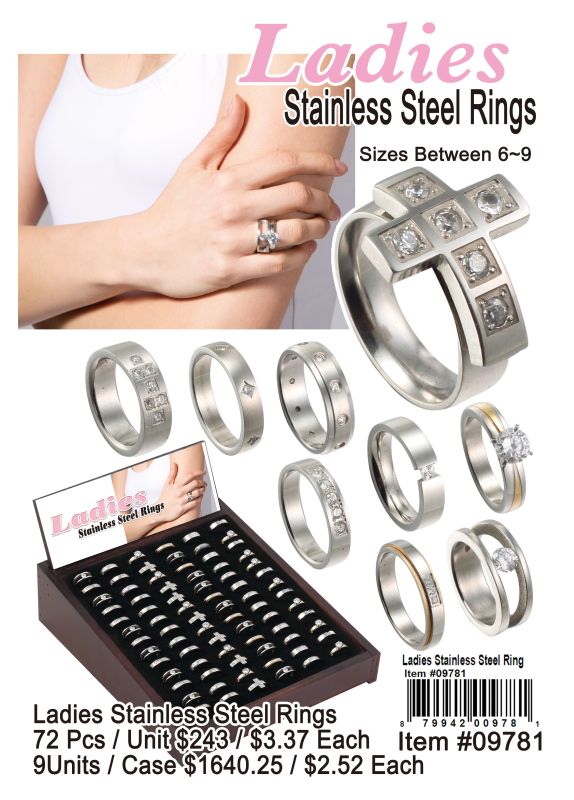 Ladies Stainless Steel Rings - 72 Pieces Unit - Click Image to Close