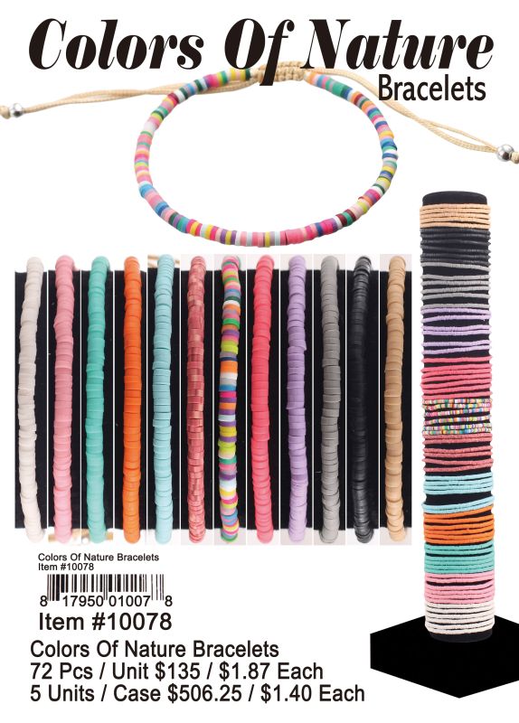 Colors Of Nature Bracelets - 72 Pieces Unit