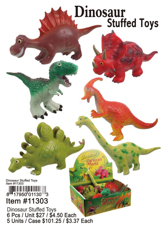 Dinosaur Stuffed Toys - 6 Pieces Unit - Click Image to Close