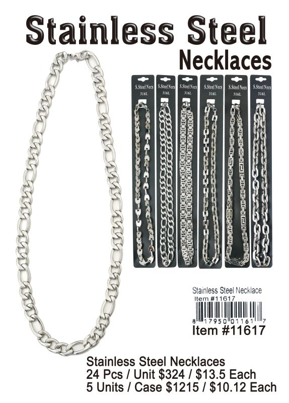 Stainless Steel Necklaces - 24 Pieces Unit