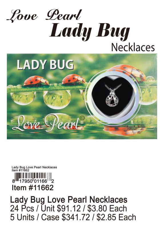 Lady Bug Love Pearl Necklaces - 24 Pieces Unit - Click Image to Close