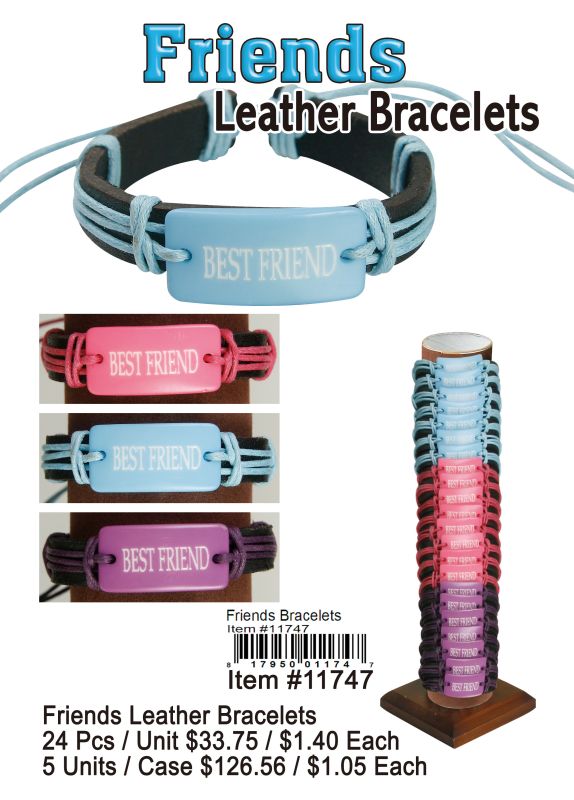 Friends Leather Bracelets - 24 Pieces Unit