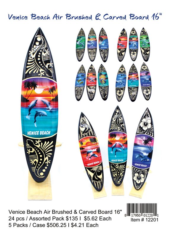 Venice Beach Air Brushed&Carved Board 16' - 24 Pieces Unit
