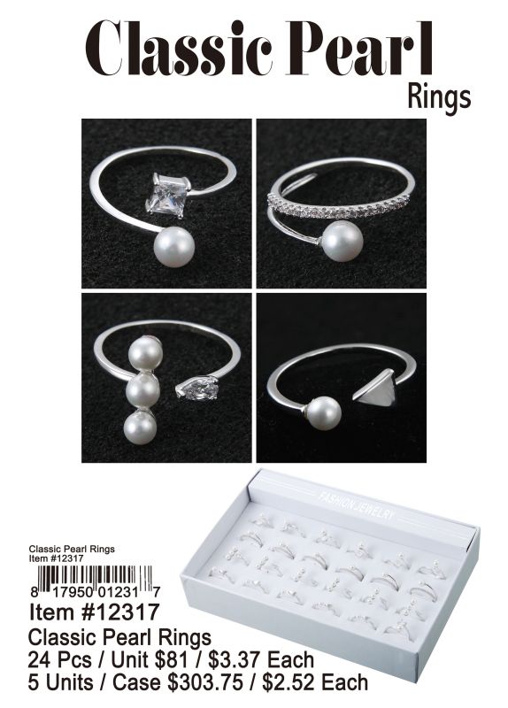 Classic Pearl Rings - 24 Pieces Unit