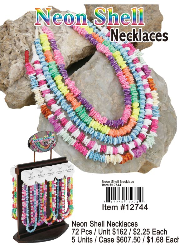 Neon Shell Necklaces - 72 Pieces Unit