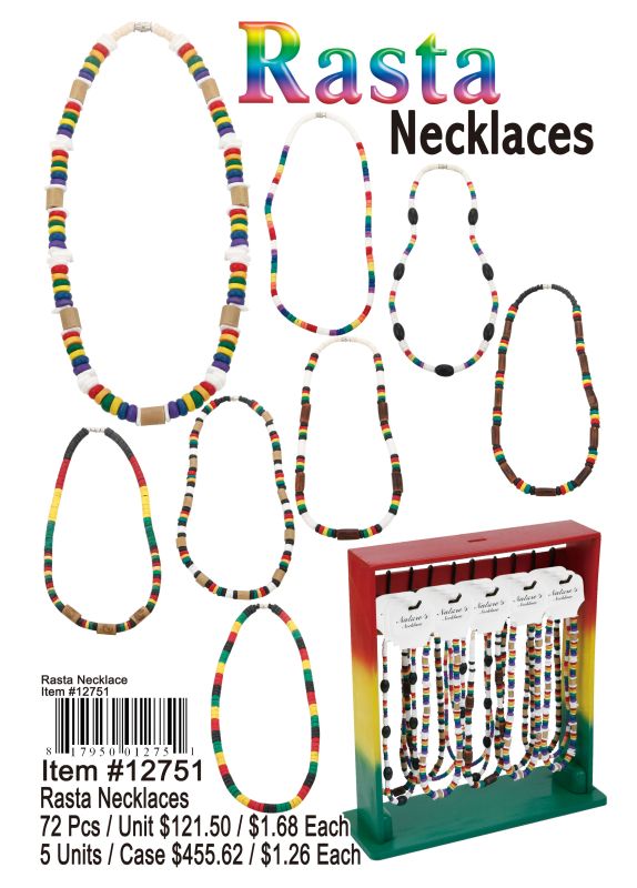 Rasta Necklaces - 72 Pieces Unit