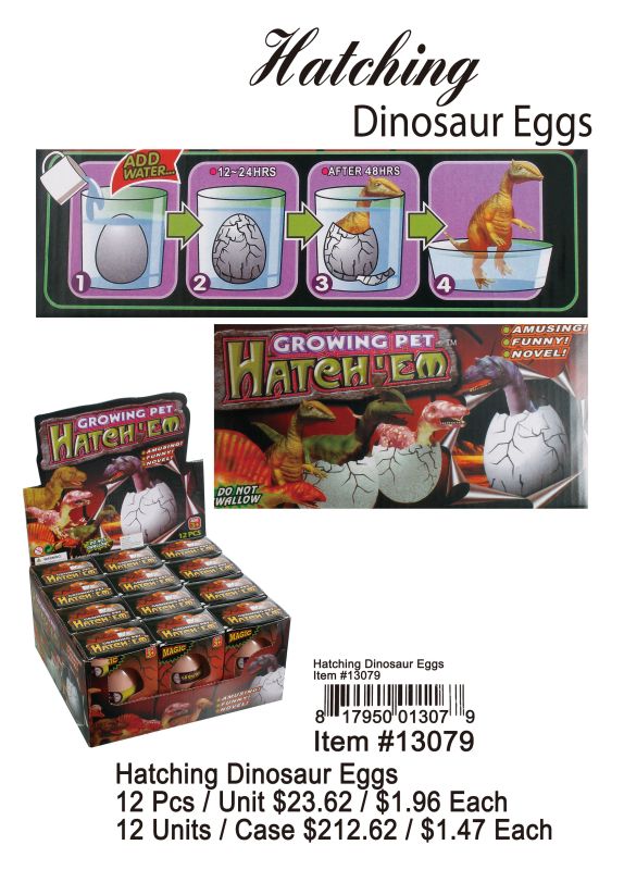Hatching Dinosaur Eggs - 12 Pieces Unit