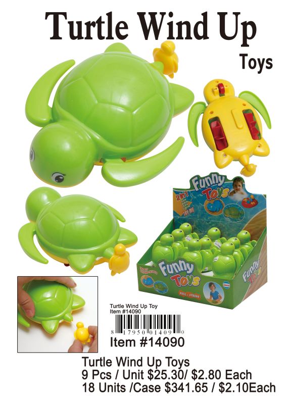 Turtle Wind Up Toys - 9 Pieces Unit - Click Image to Close