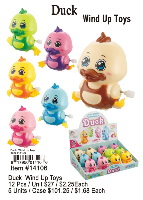 Duck Wind Up Toys - 12 Pieces Unit - Click Image to Close