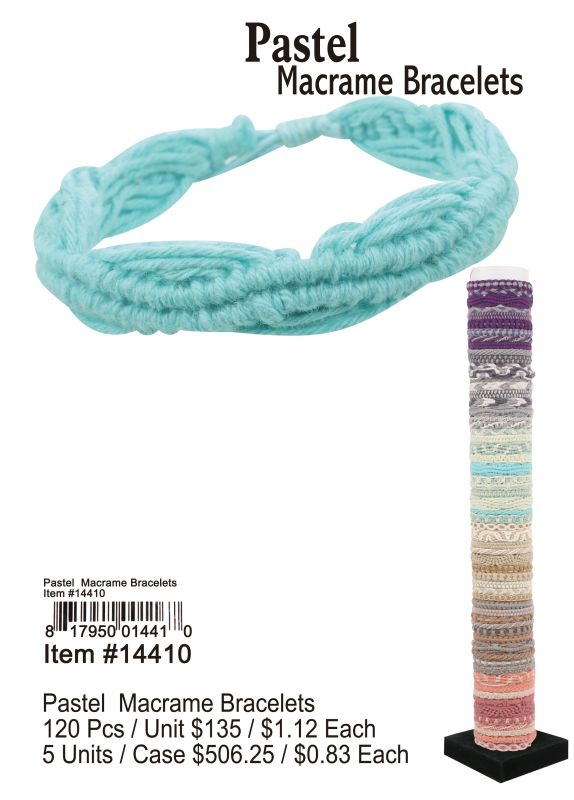 Pastel Macrame Bracelets - 120 Pieces Unit