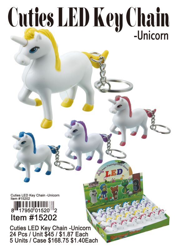 Cutie Led Key Chains-Unicorn - 24 Pieces Unit - Click Image to Close