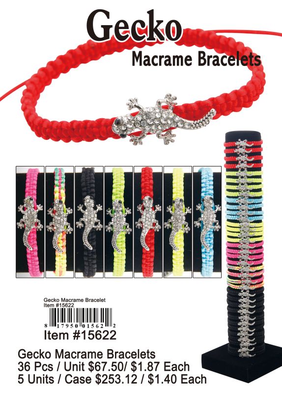 Gecko Macrame Bracelets - 36 Pieces Unit