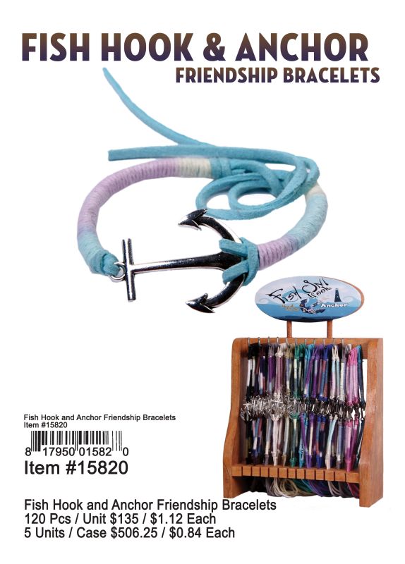 Fish Hook & Anchor Friendship Bracelets - 120 Pieces Unit