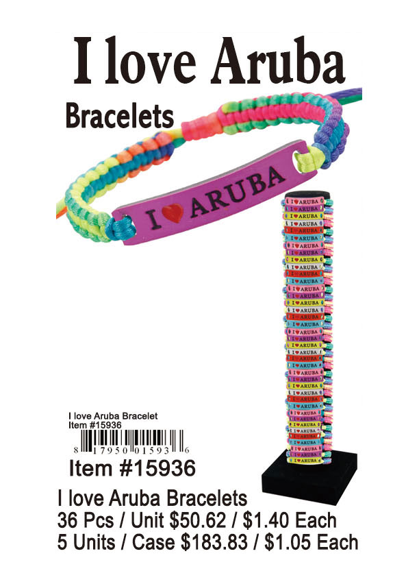 I Love Aruba Bracelets - 36 Pieces Unit