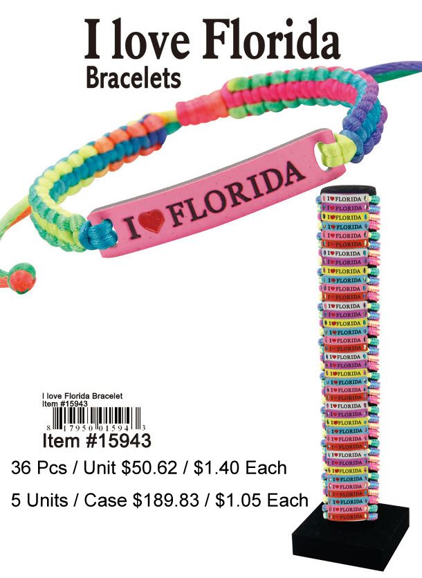 I Love Florida Bracelets - 36 Pieces Unit