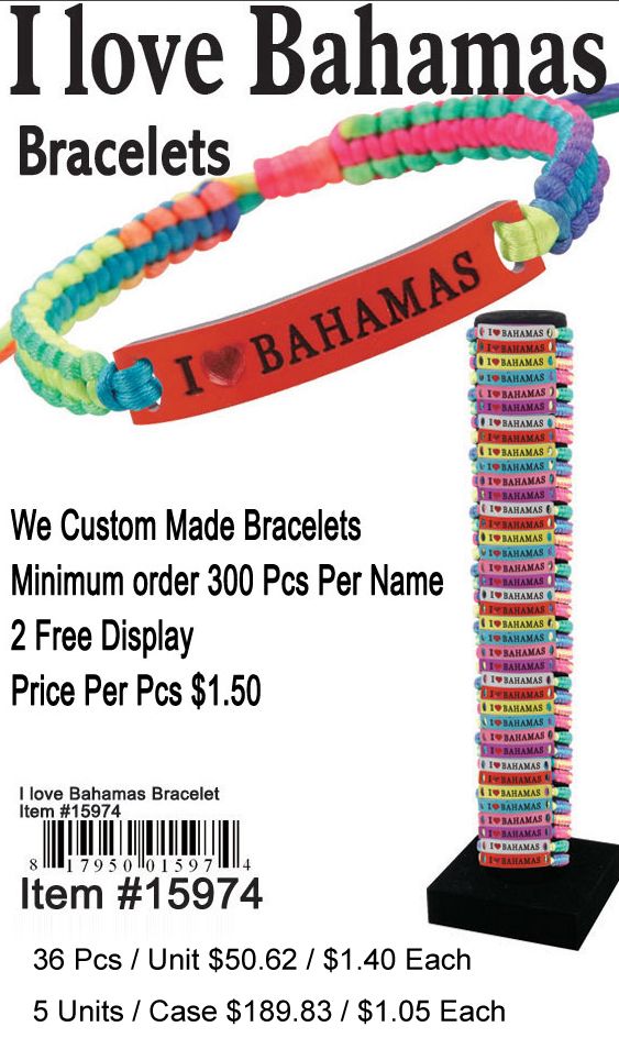 I Love Bahamas Bracelets - 36 Pieces Unit