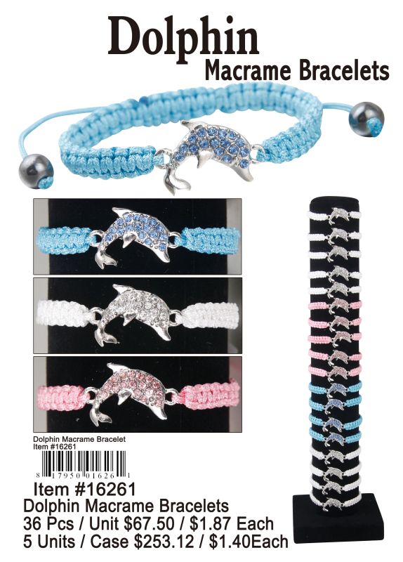 Dolphin Macrame Bracelets - 36 Pieces Unit
