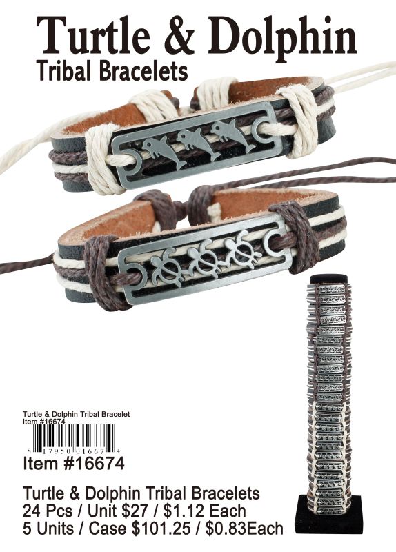 Turtle&Dolphin Tribal Bracelets - 24 Pieces Unit