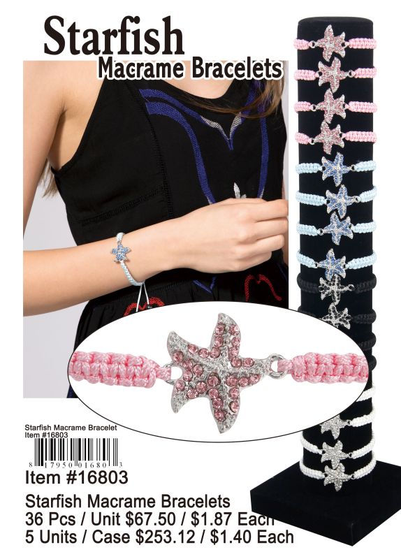 Starfish Macrame Bracelets - 36 Pieces Unit