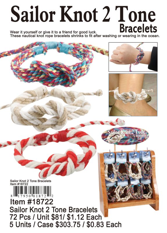 Sailor Knot 2 Tone Bracelets - 72 Pieces Unit