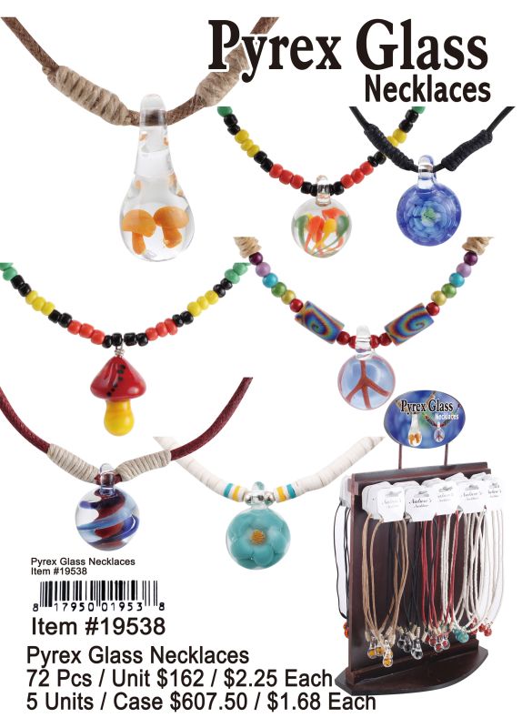 Pyrex Glass Necklaces - 72 Pieces Unit