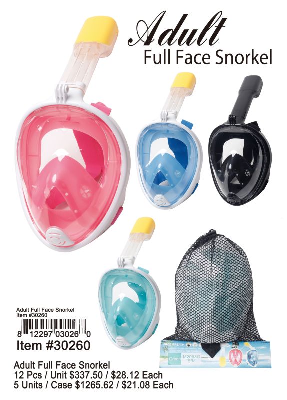 Adult Full Face Snorkel - 12 Pieces Unit