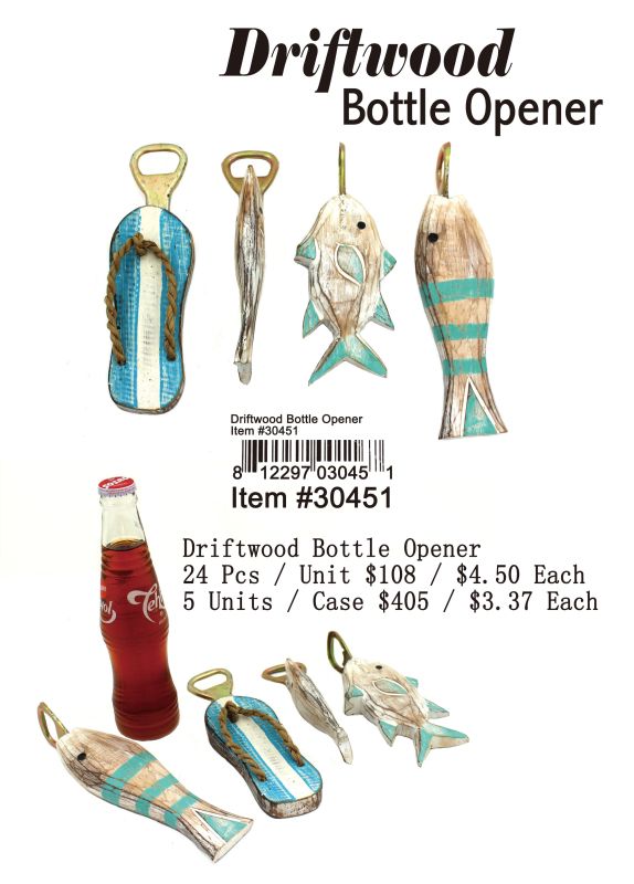 Driftwood Bottle Opener - 24 Pieces Unit - Click Image to Close