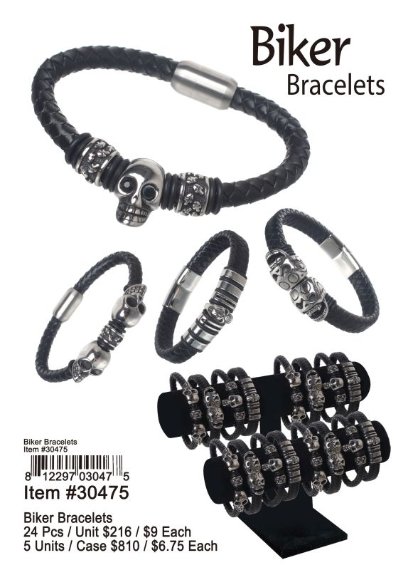 Biker Bracelets - 24 Pieces Unit