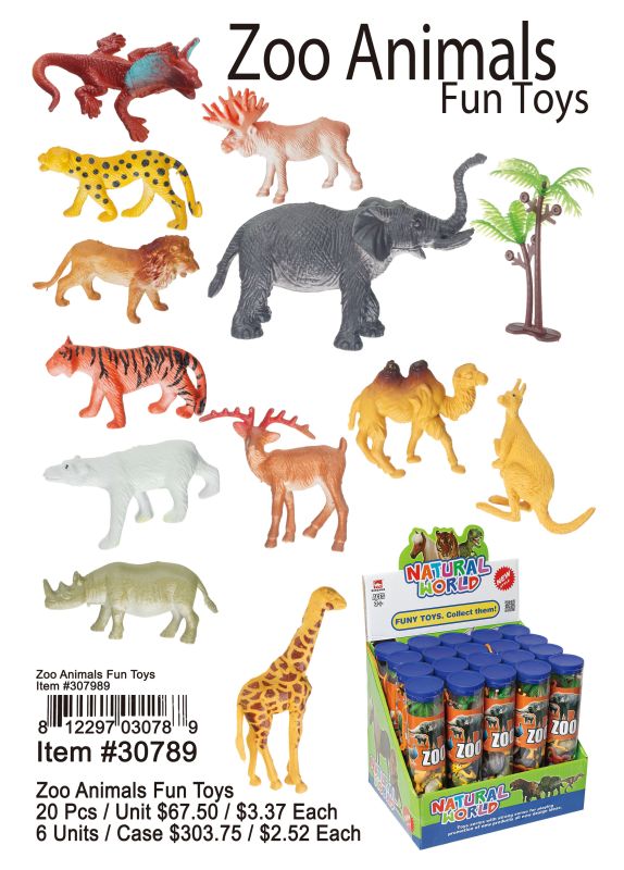 Zoo Animals Fun Toys - 20 Pieces Unit - Click Image to Close