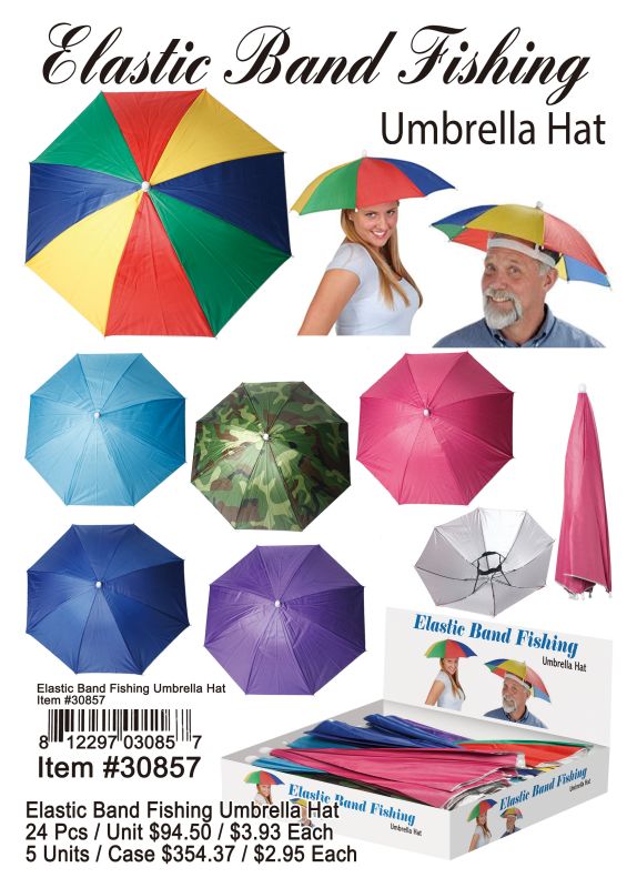 Elastic Band Fishing Umbrella Hat - 24 Pieces Unit