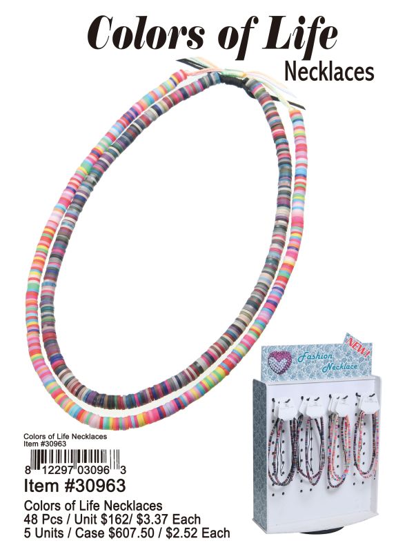 Colors Of Life Necklaces - 48 Pieces Unit - Click Image to Close