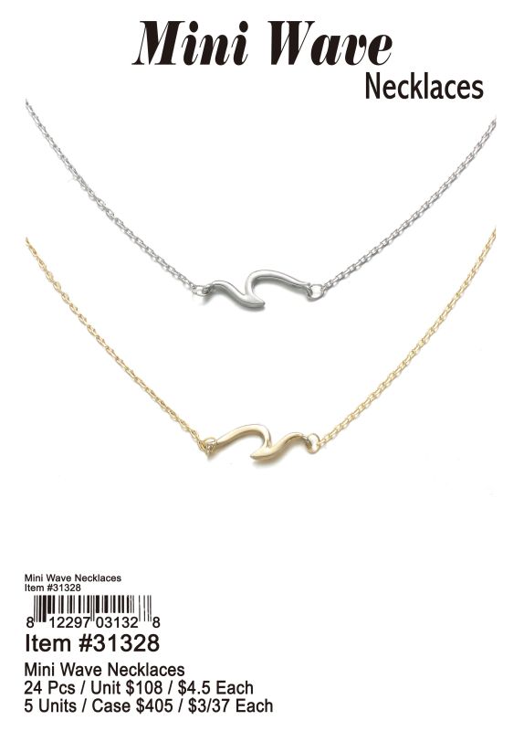 Mini Wave Necklaces - 24 Pieces Unit - Click Image to Close
