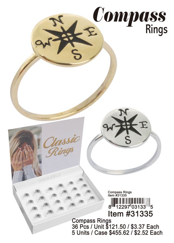 Compass Rings - 36 Pieces Unit - Click Image to Close