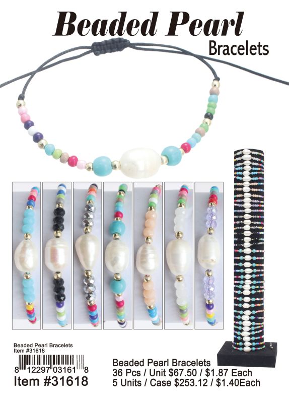 Beaded Pearl Bracelets - 36 Pieces Unit