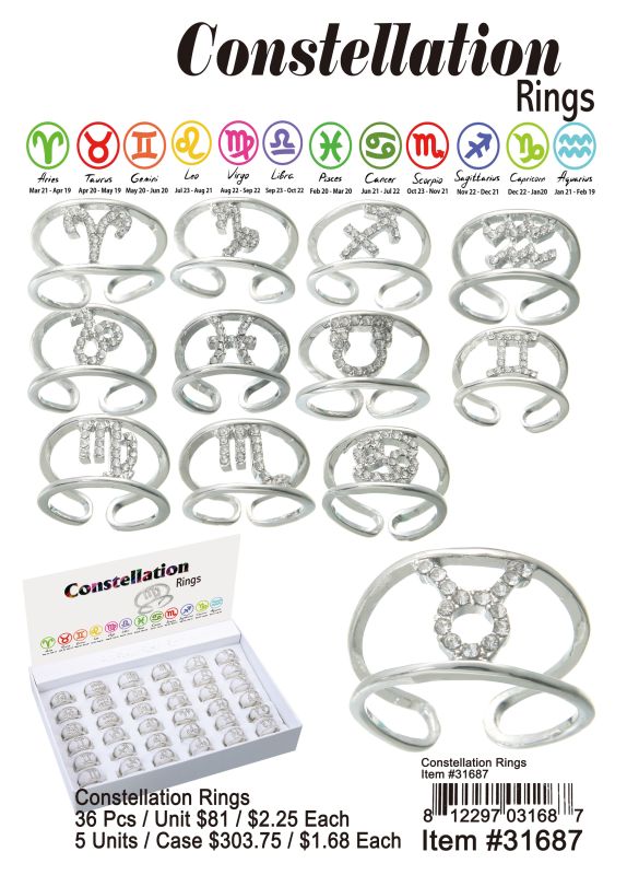 Constellation Rings - 36 Pieces Unit