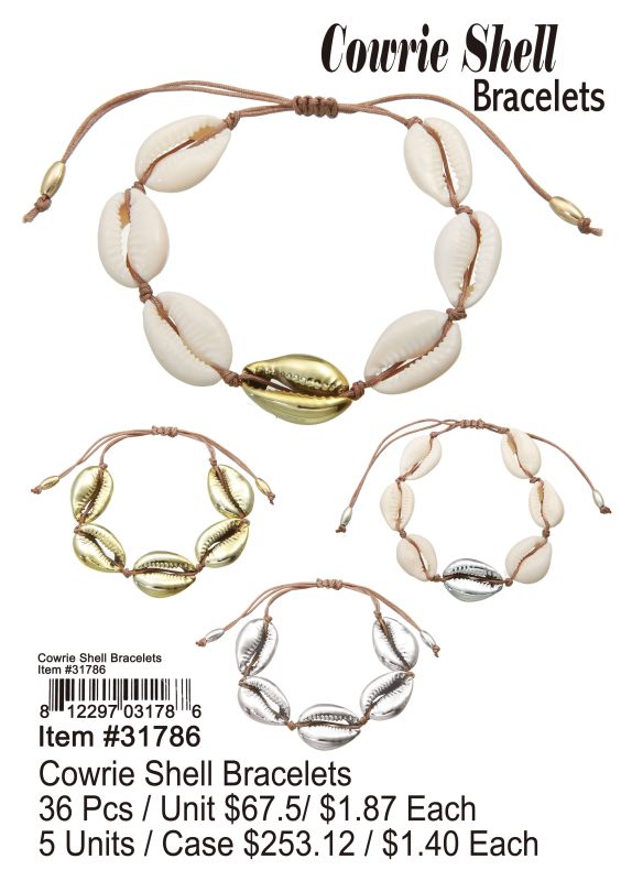 Cowrie Shell Bracelets - 36 Pieces Unit