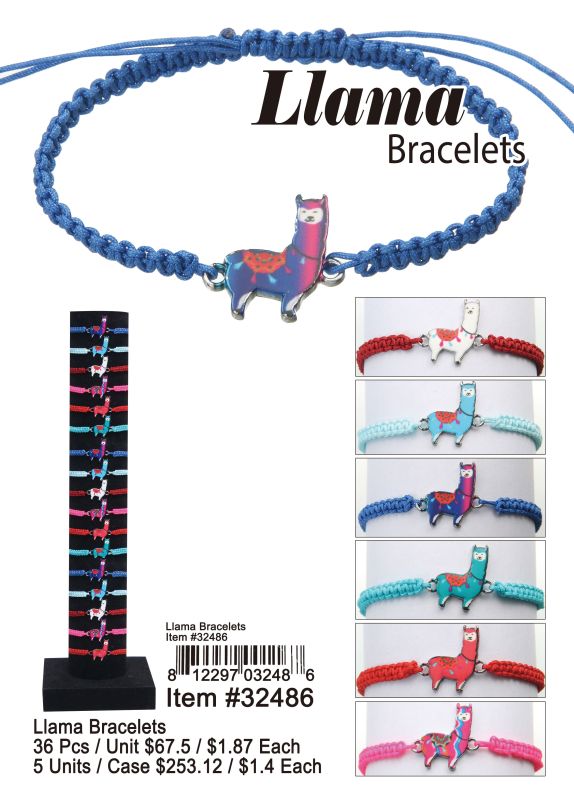 Llama Bracelets - 36 Pieces Unit